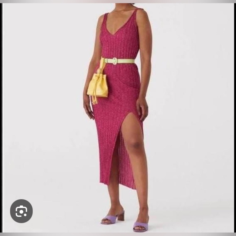 Paloma Wool Fuchsia Ribbed Maxi Dress